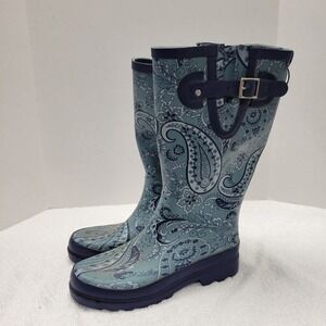 Western Chief Paisley Plains Navy rain boots women's size‎ 6